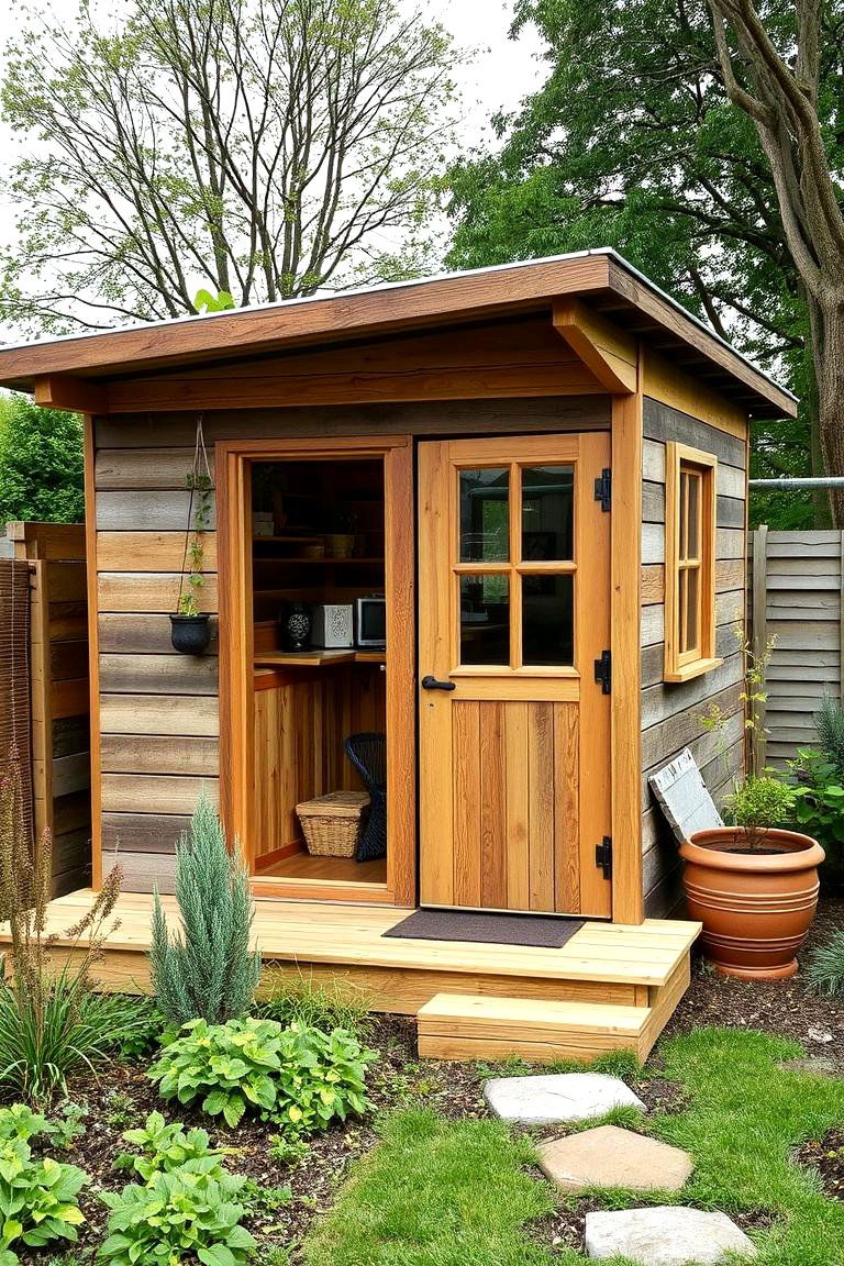 DIY Reclaimed Materials Garden Office - 24 Garden Office Ideas