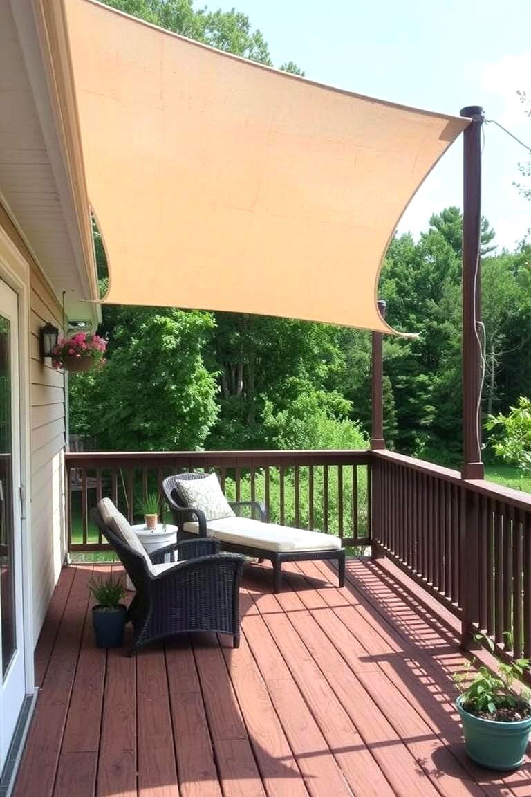 DIY Shade Sail with Repurposed Materials - 24 Partially Covered Deck Ideas