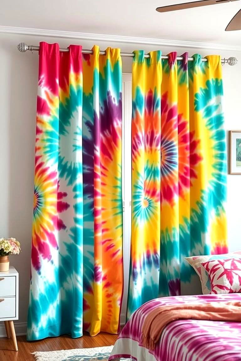 DIY Tie Dye Designs - 24 Bedroom Curtain Ideas