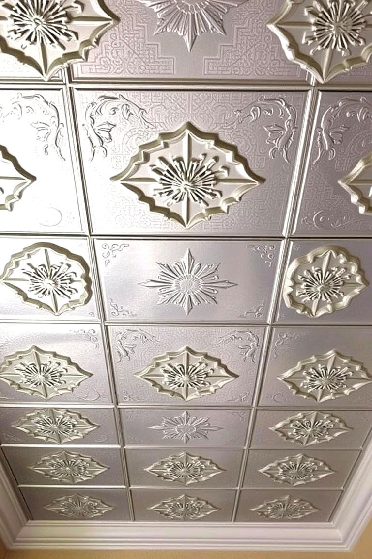 DIY Tin Tile Panels - 24 Cheap Ceiling Ideas