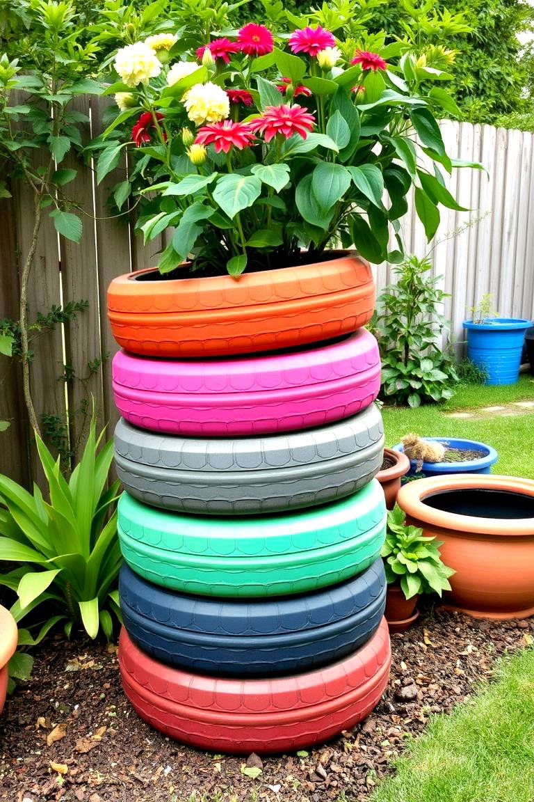 DIY Tire Plant Stand - 24 Outdoor Plant Stand Ideas
