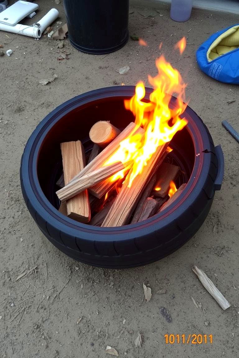 DIY Tire Rim Fire Pit - 24 Wood Burning Fire Pit Ideas