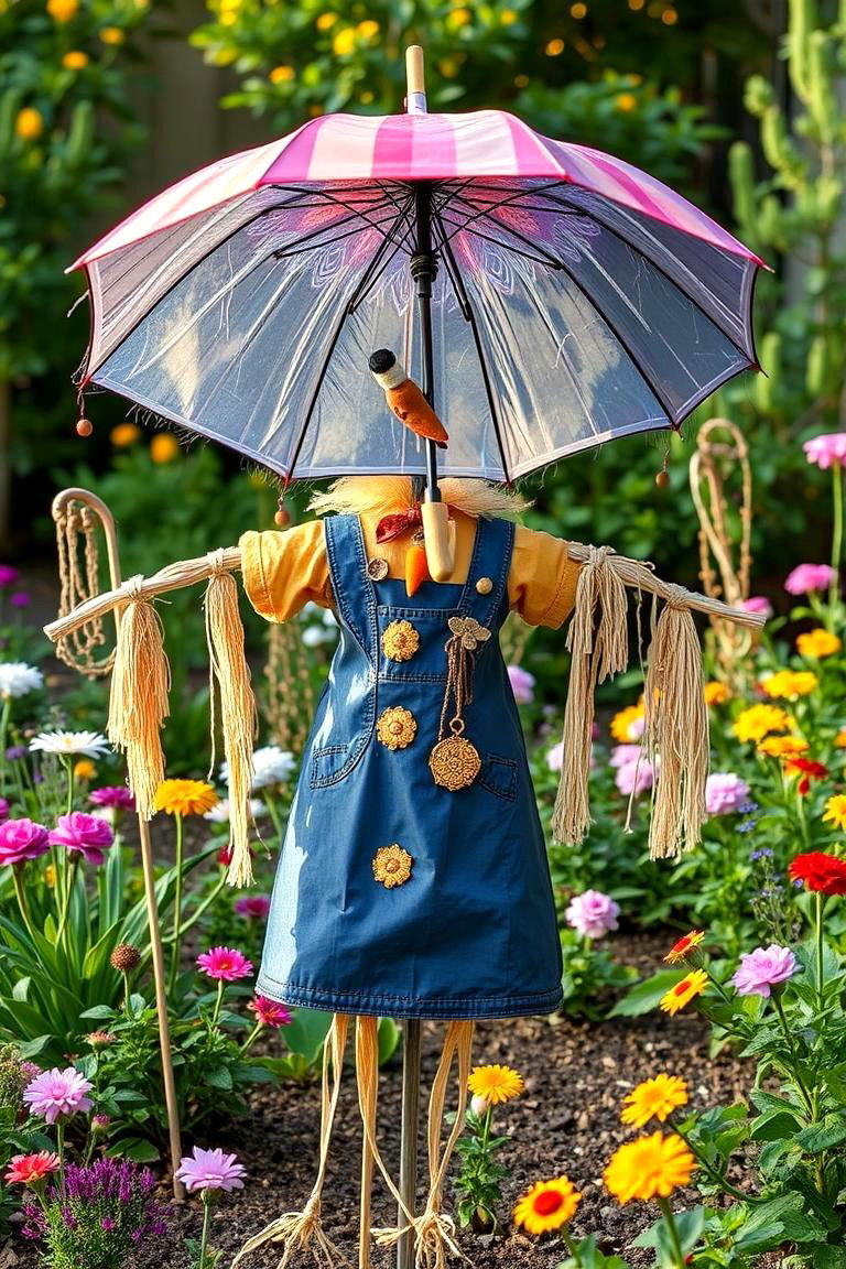 DIY Umbrella Scarecrow - 24 Garden Scarecrow Ideas