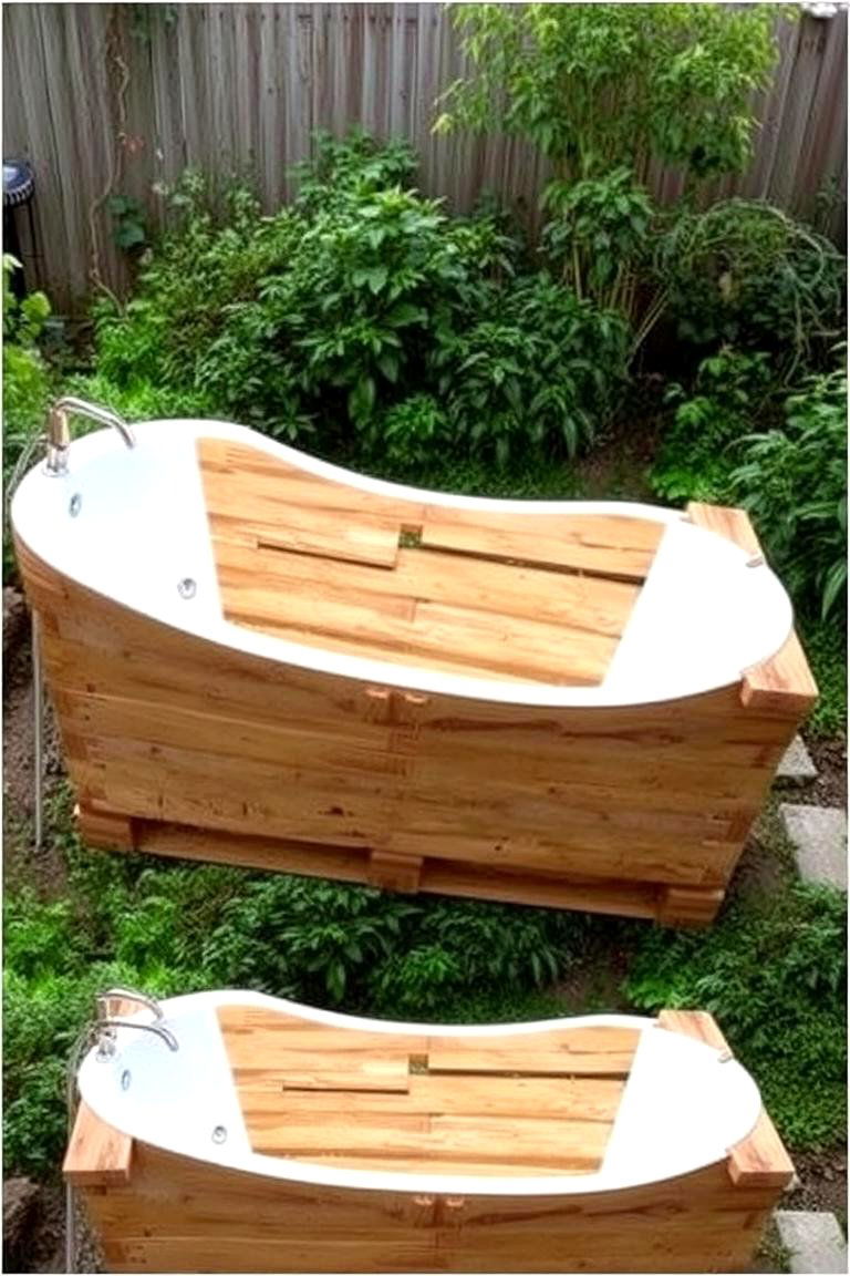 DIY Wooden Pallet Bathtub - 24 Outdoor Bathtub Ideas