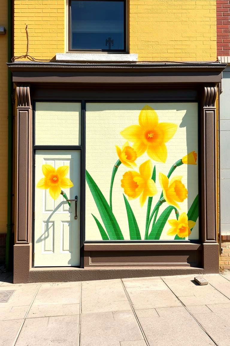 Daffodil Delight Exterior - 24 Flower Murals on Buildings