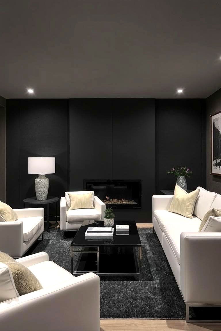 Dark Accent Wall with Light Decor - 24 Basement Accent Wall Ideas