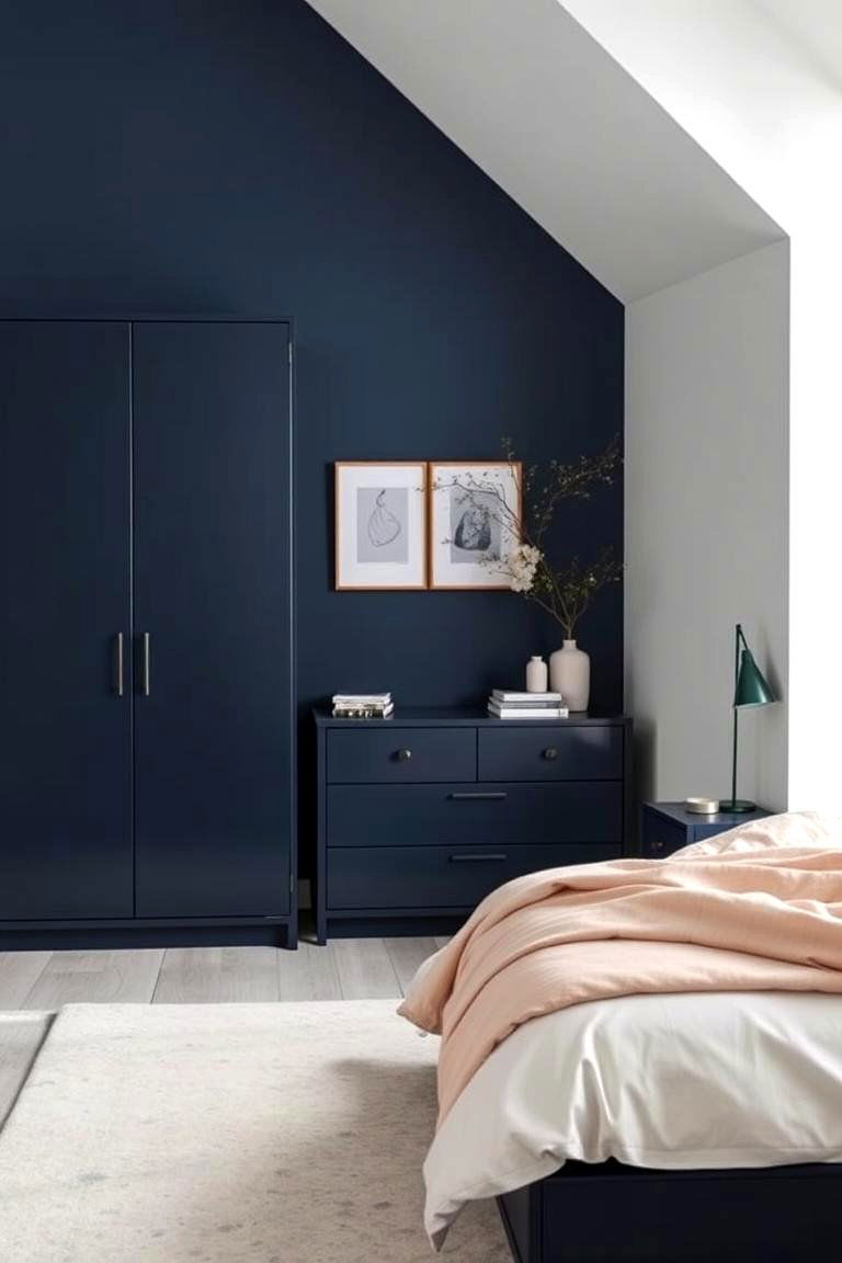 Dark Blue Statement Furniture - 24 Blue Bedroom Ideas