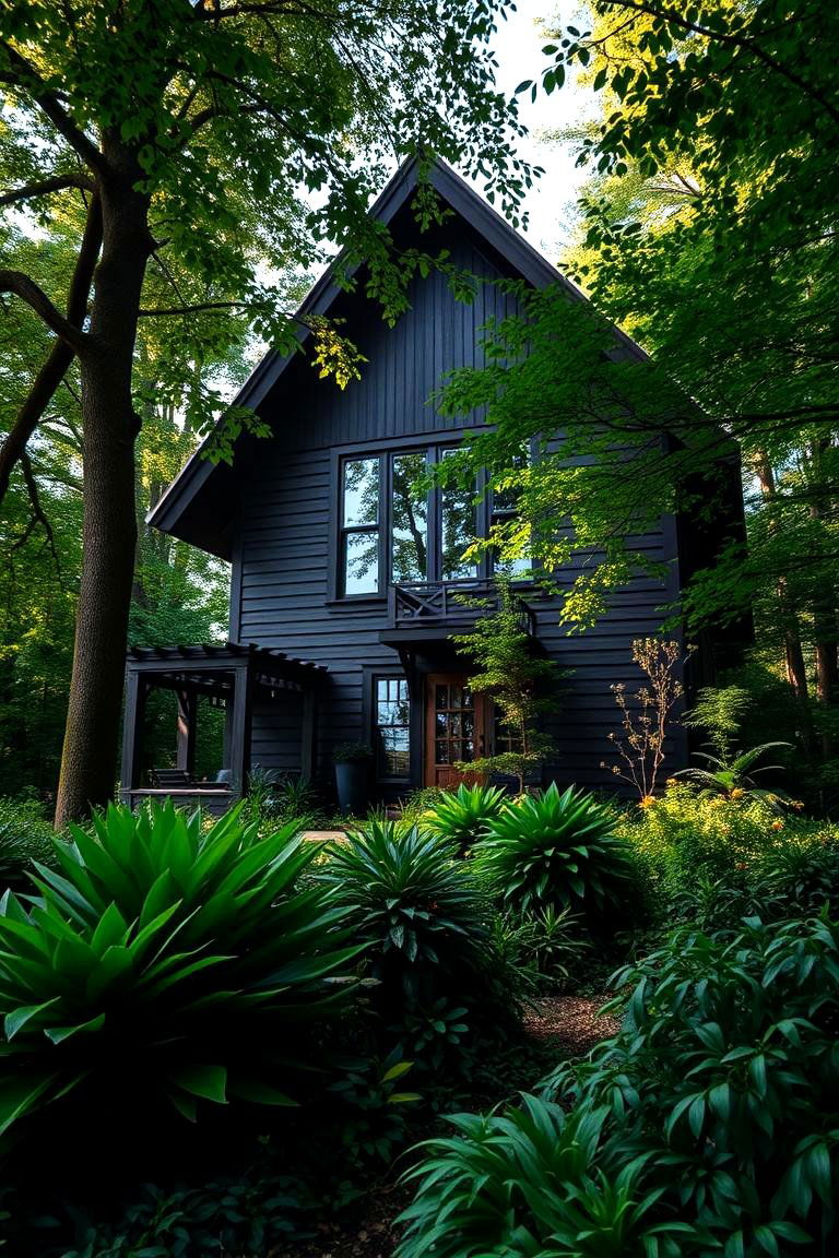 Dark Brown Exterior with Lush Green Landscaping - 24 Dark Brown House Exterior Ideas