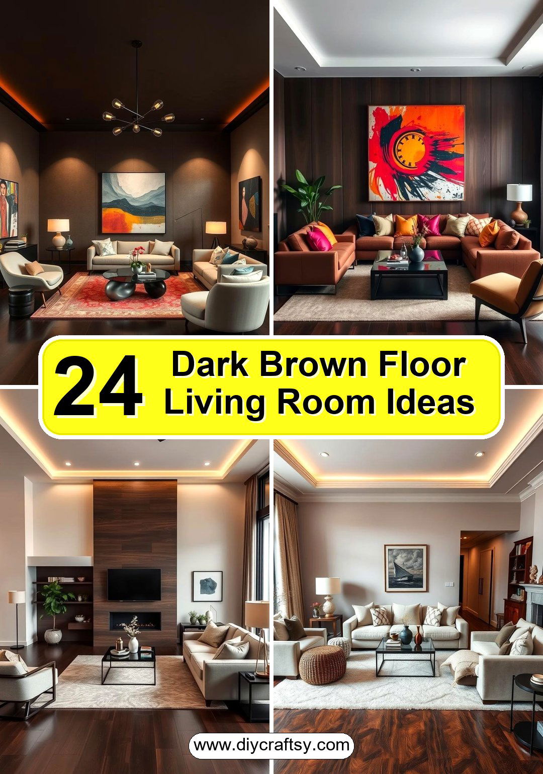 Dark Brown Floor Living Room Ideas