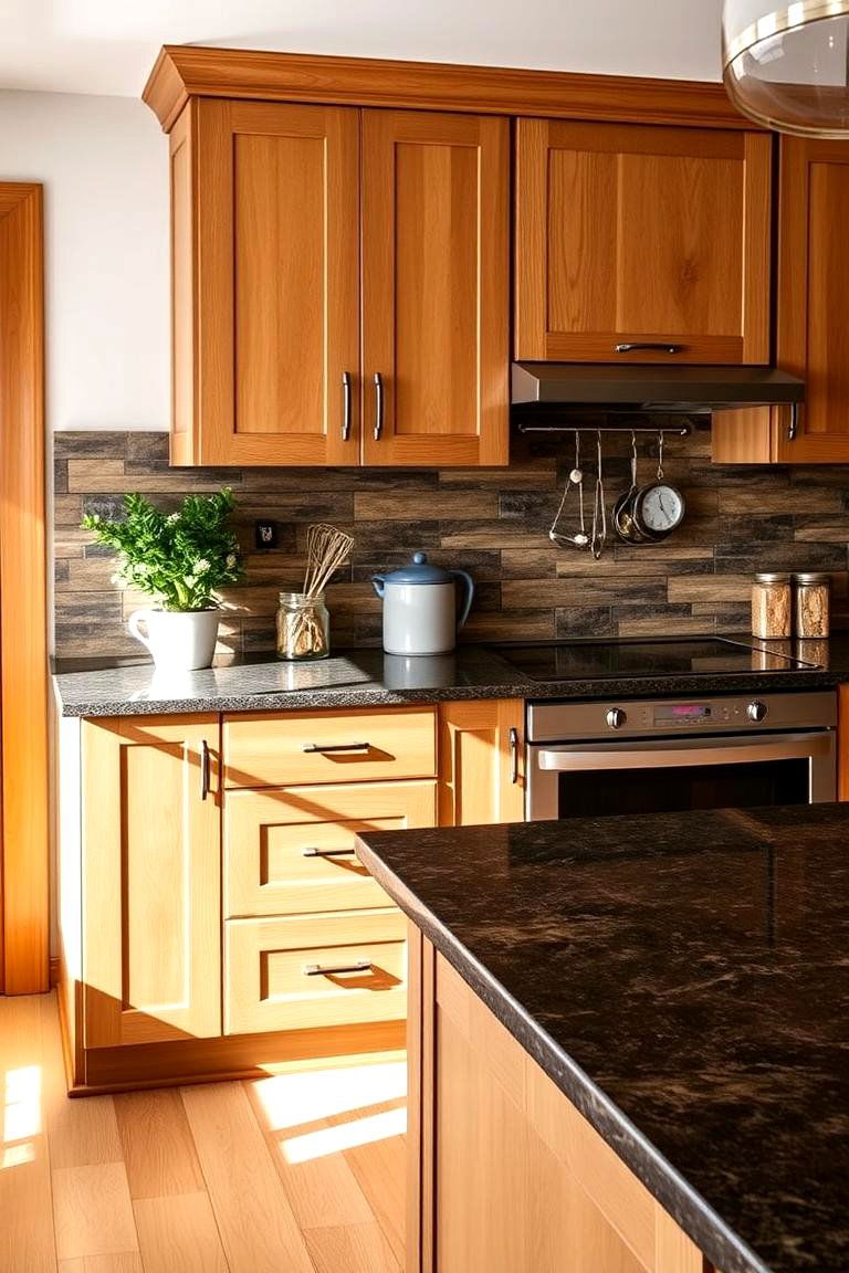 Dark Brown Quartz - 24 what color countertops go with oak cabinets