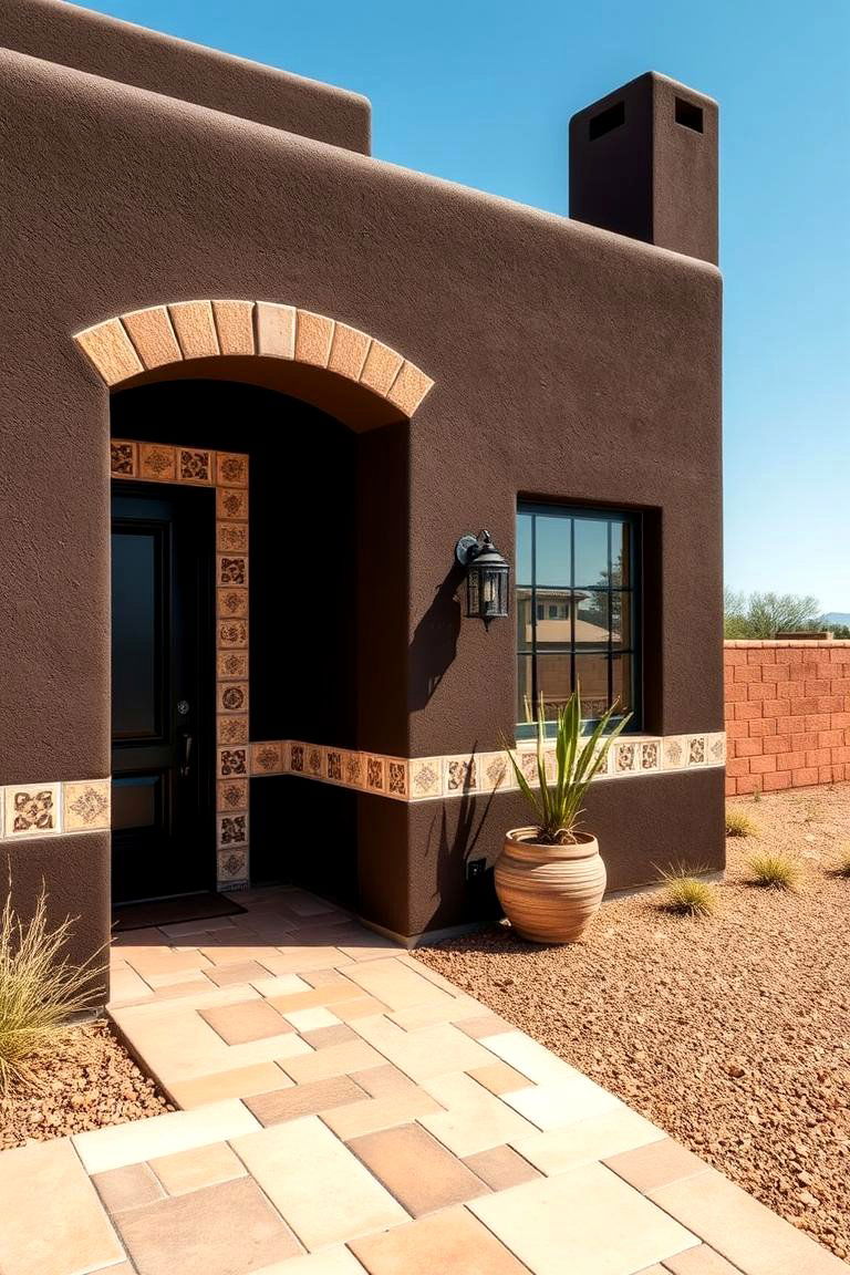 Dark Brown with Artisan Tile Accents - 24 Dark Brown House Exterior Ideas