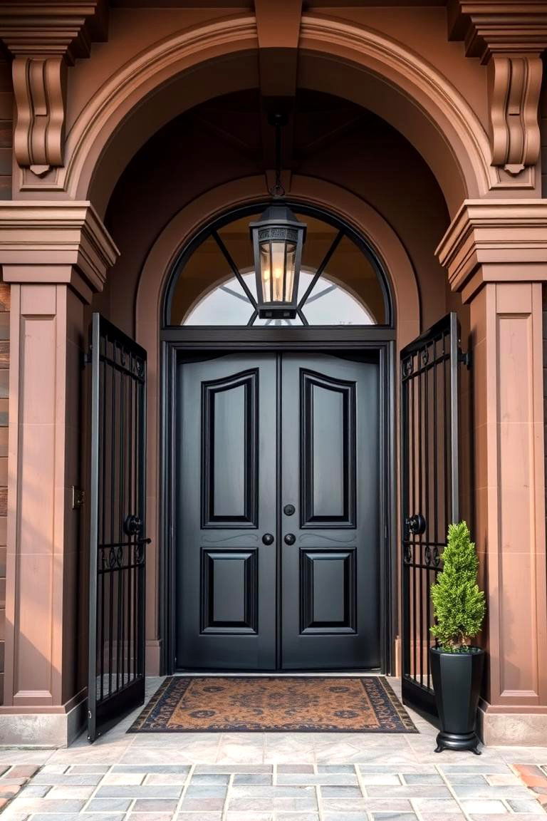 Dark Brown with Bold Accentuated Entryway - 24 Dark Brown House Exterior Ideas