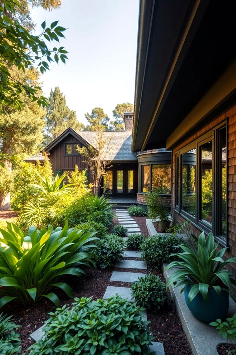 Dark Brown with Landscape Integration - 24 Dark Brown House Exterior Ideas