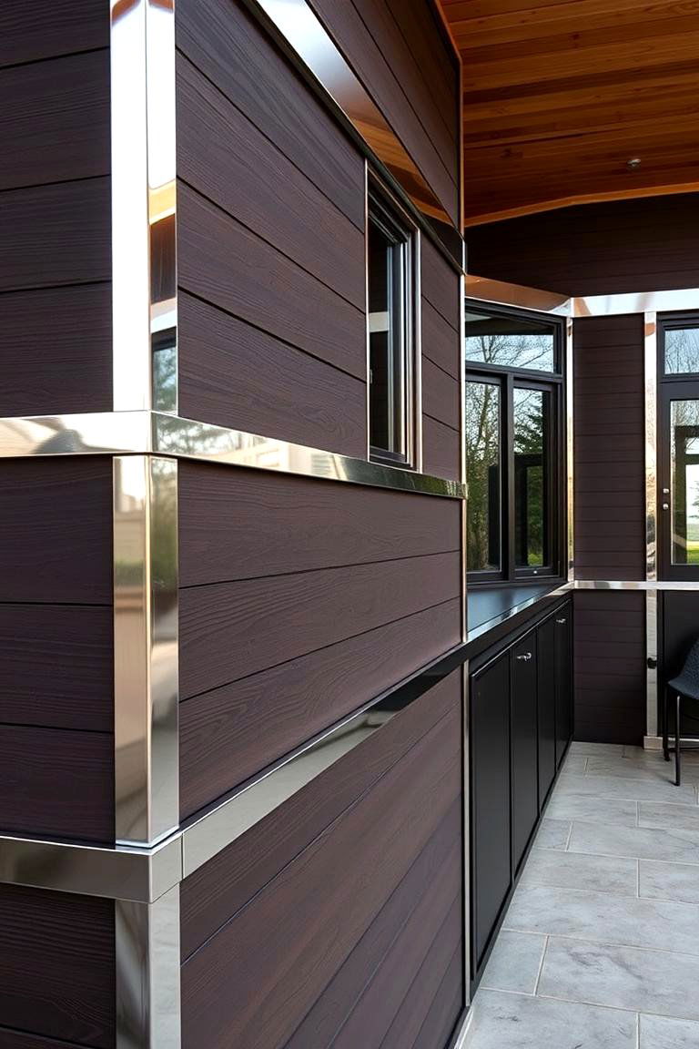 Dark Brown with Metallic Accents and Trim - 24 Dark Brown House Exterior Ideas
