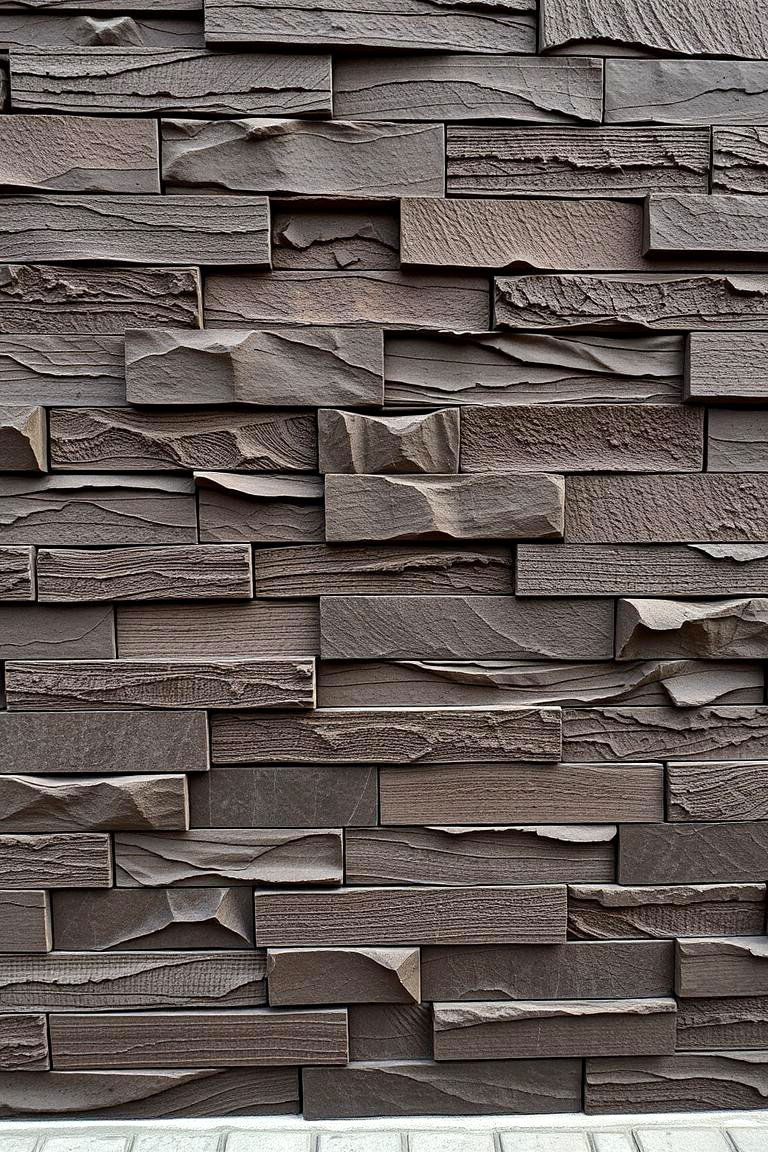 Dark Brown with Multi Textured Facade - 24 Dark Brown House Exterior Ideas