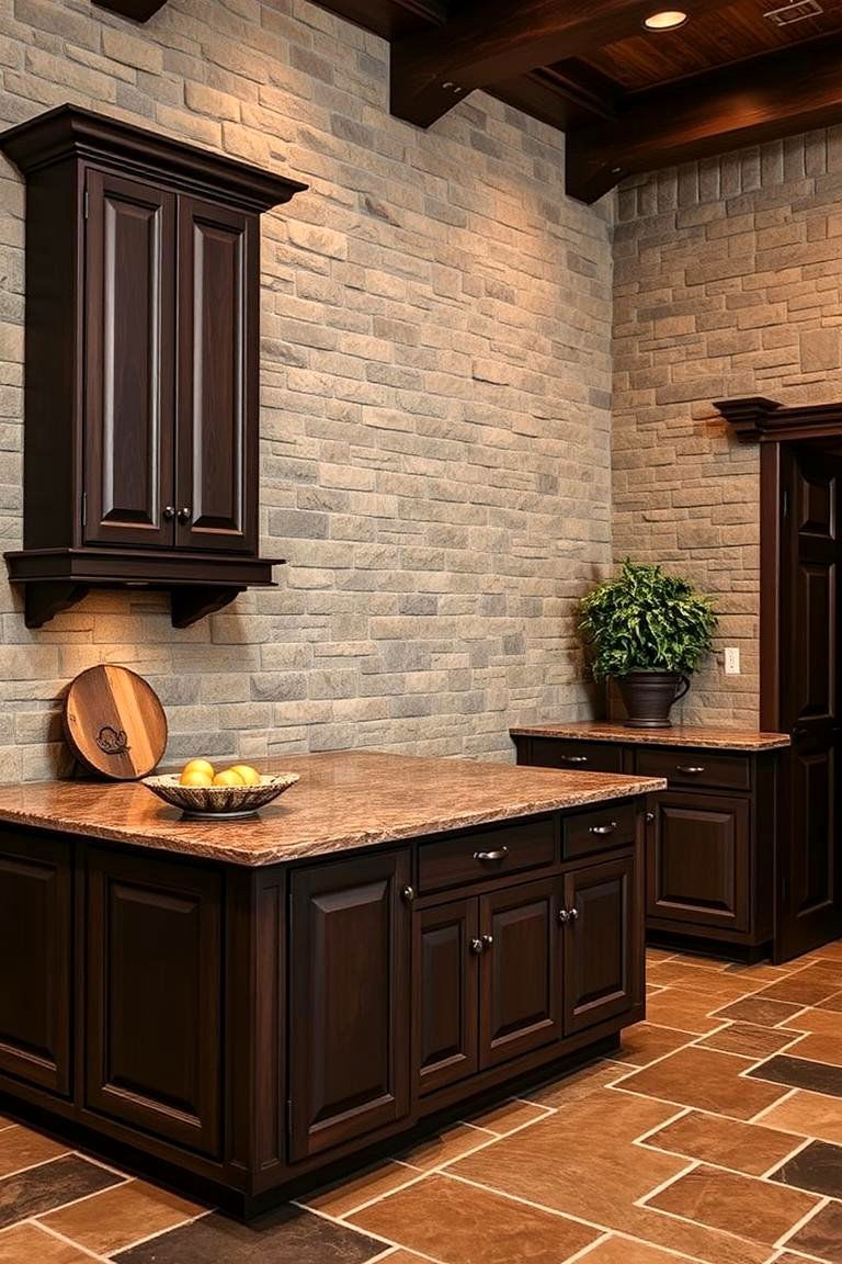 Dark Brown with Rustic Stone Elements - 24 Dark Brown House Exterior Ideas