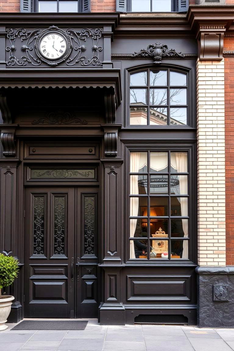 Dark Brown with Vintage Architectural Features - 24 Dark Brown House Exterior Ideas