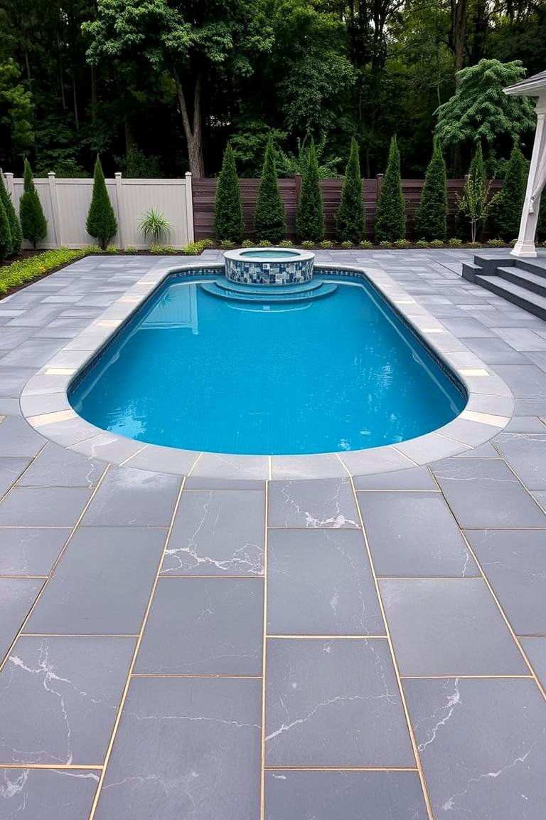 Dark Colored Pavers for a Dramatic Look - 24 Pavers Around Pool Ideas