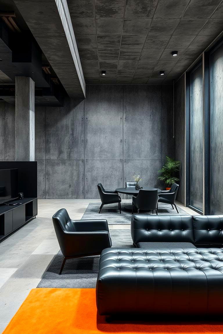 Dark Concrete Aesthetic - 24 dark home office design ideas