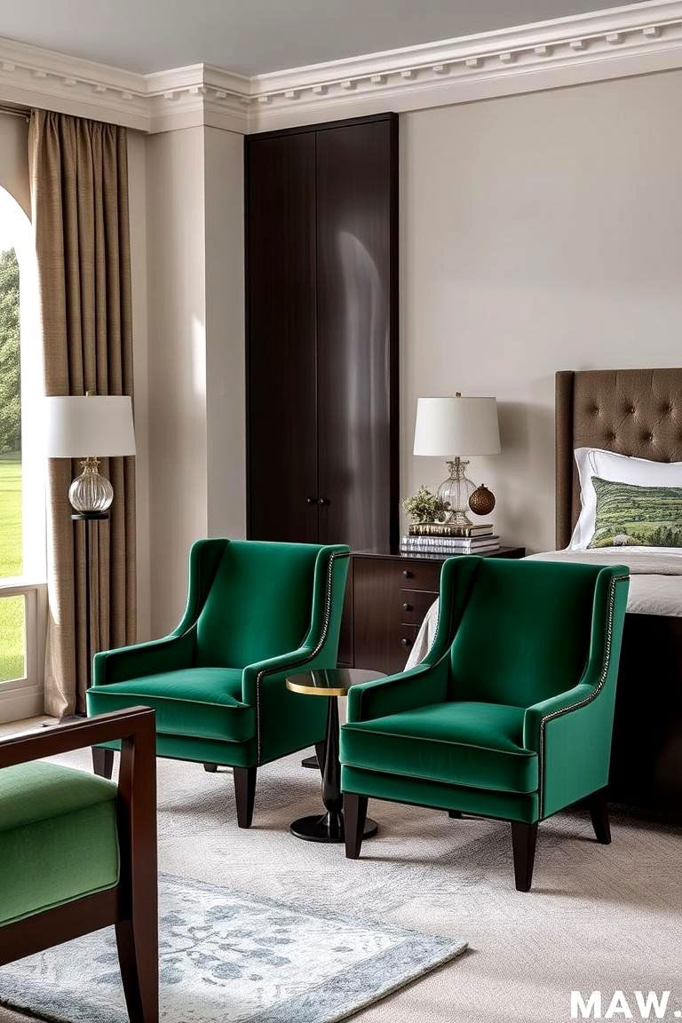 Dark Emerald Green Statement Furniture - 24 Emerald Green Bedroom Ideas