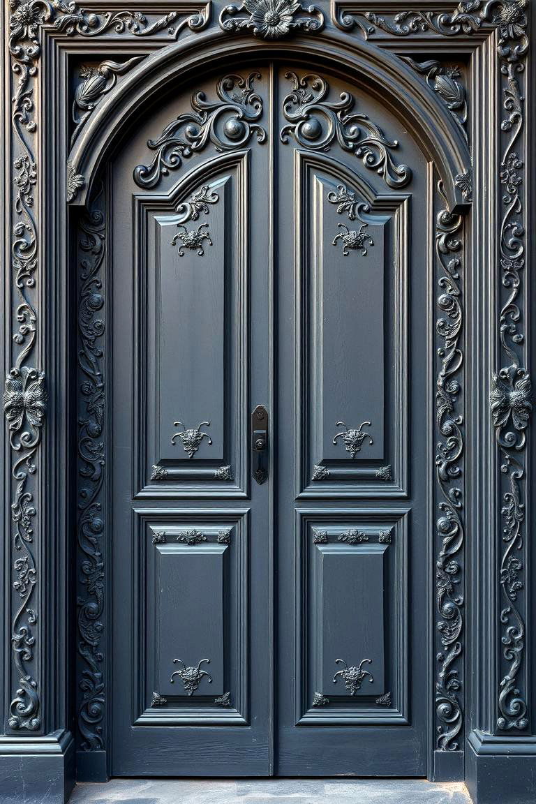 Dark Gray with Contemporary Carvings - 24 Dark Gray Front Door Ideas