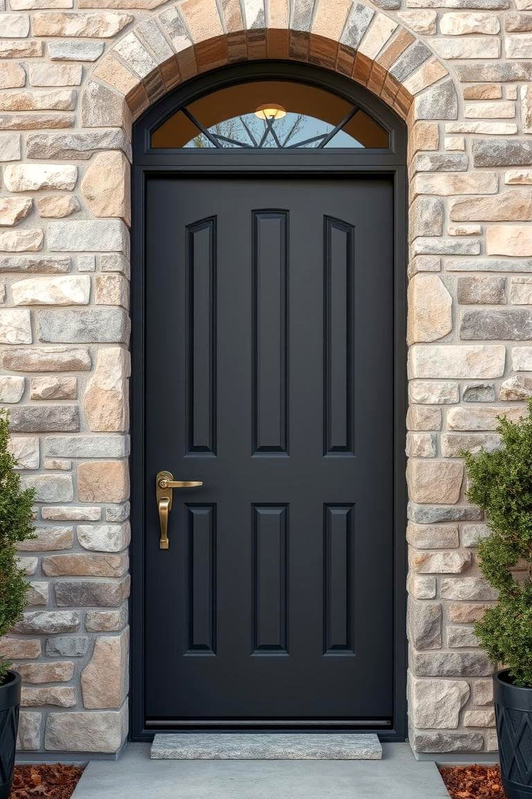 Dark Gray with Natural Stone Accents - 24 Dark Gray Front Door Ideas