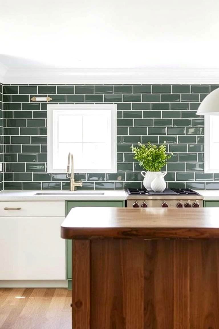 Dark Green Backslashes for a Subtle Statement - 24 Dark Green Kitchen Ideas