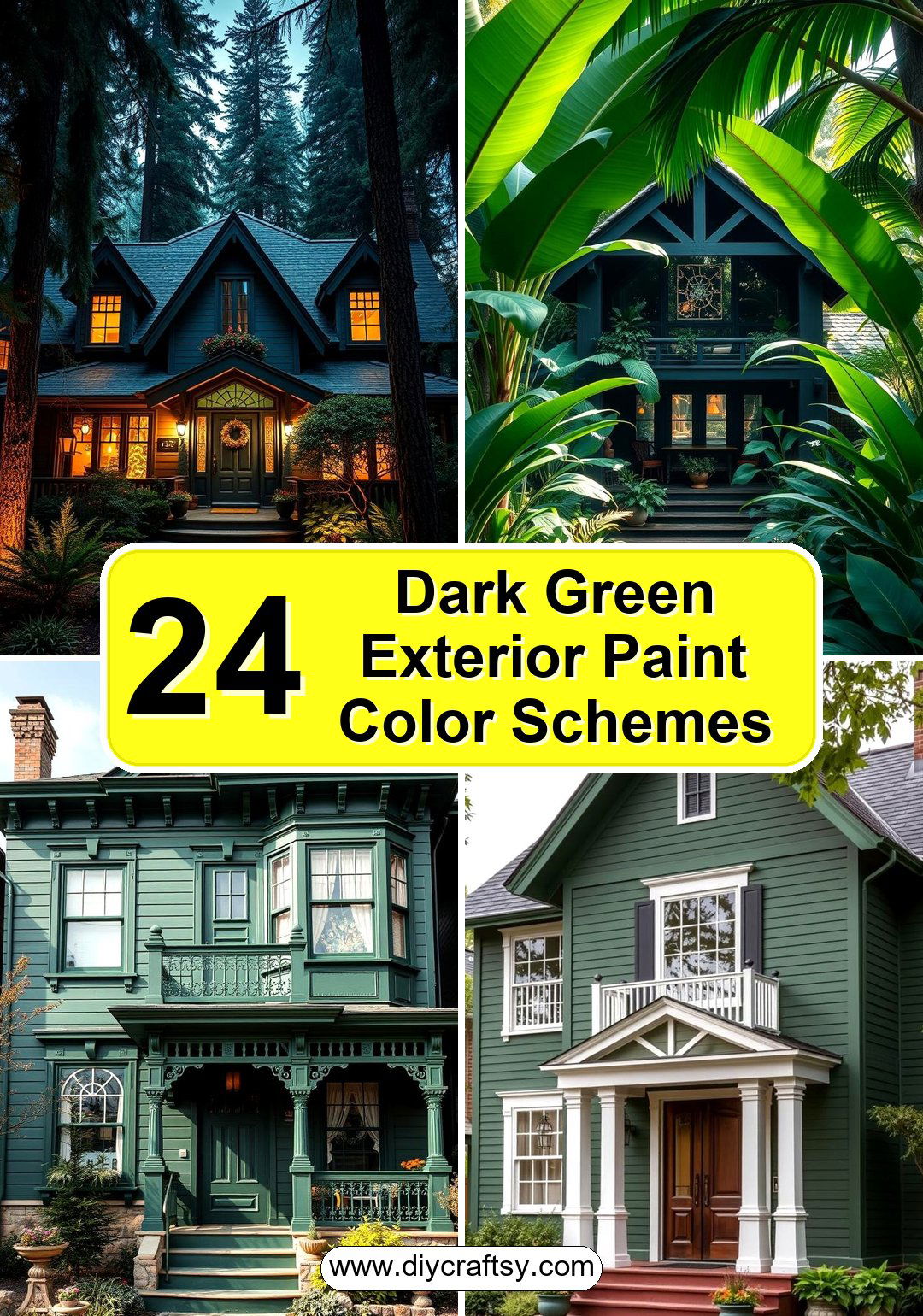 Dark Green Exterior Paint Color Schemes