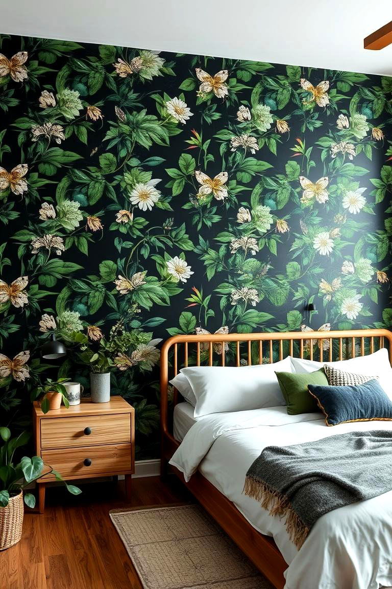 Dark Green Floral Wallpaper - 24 Dark Green Bedroom Ideas