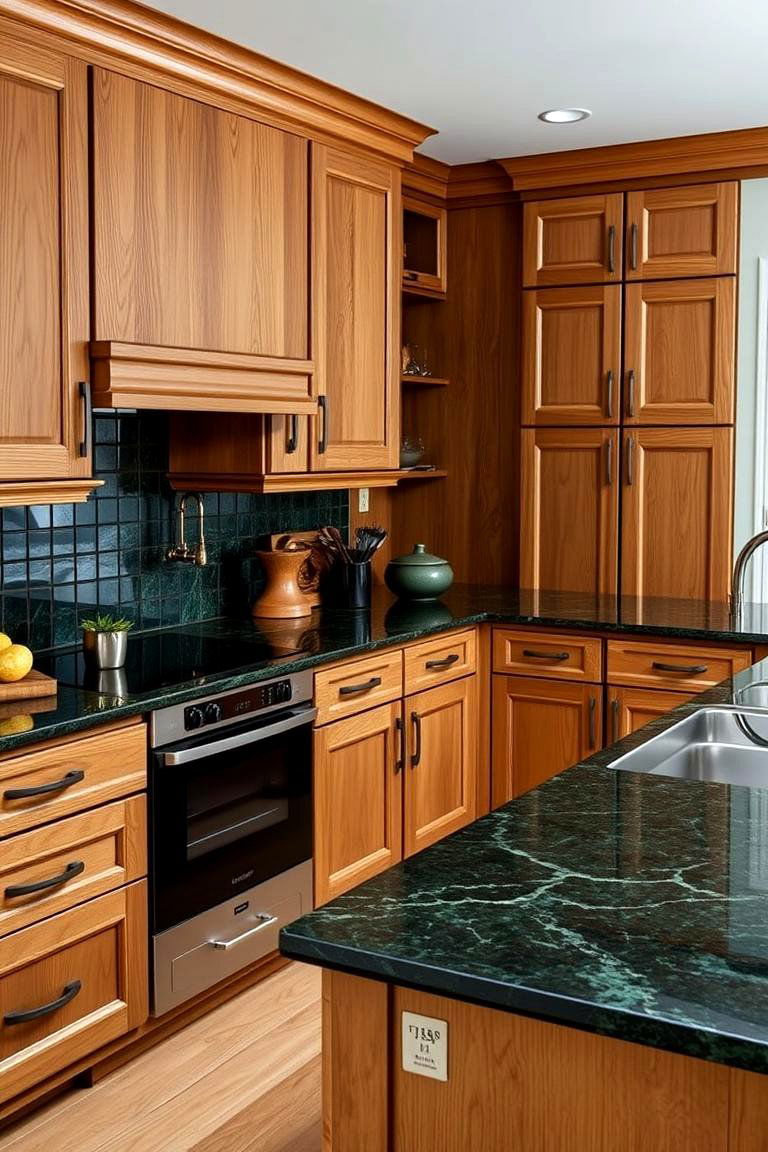 Dark Green Granite - 24 what color countertops go with oak cabinets