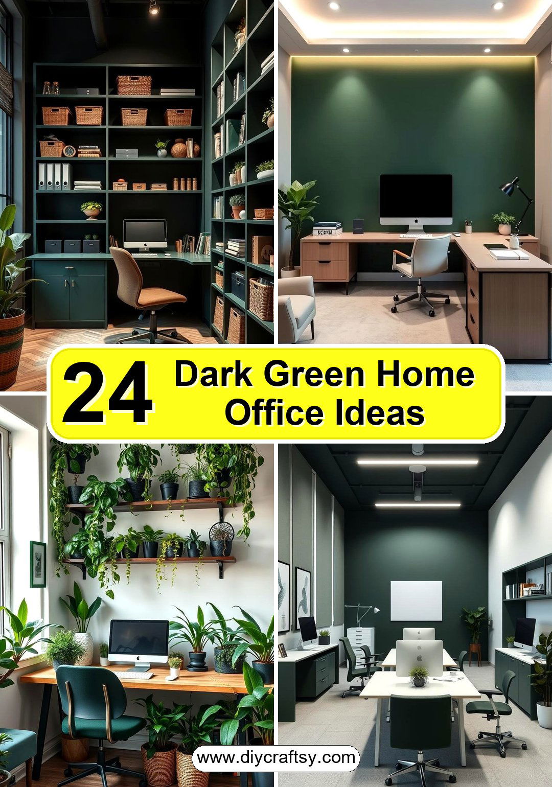 Dark Green Home Office Ideas