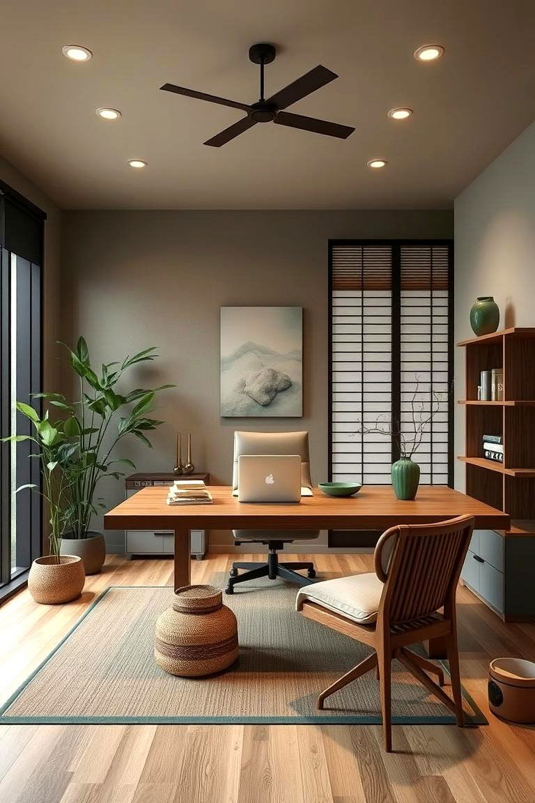 Dark Green Home Office with Zen Vibes - 24 Dark Green Home Office Ideas