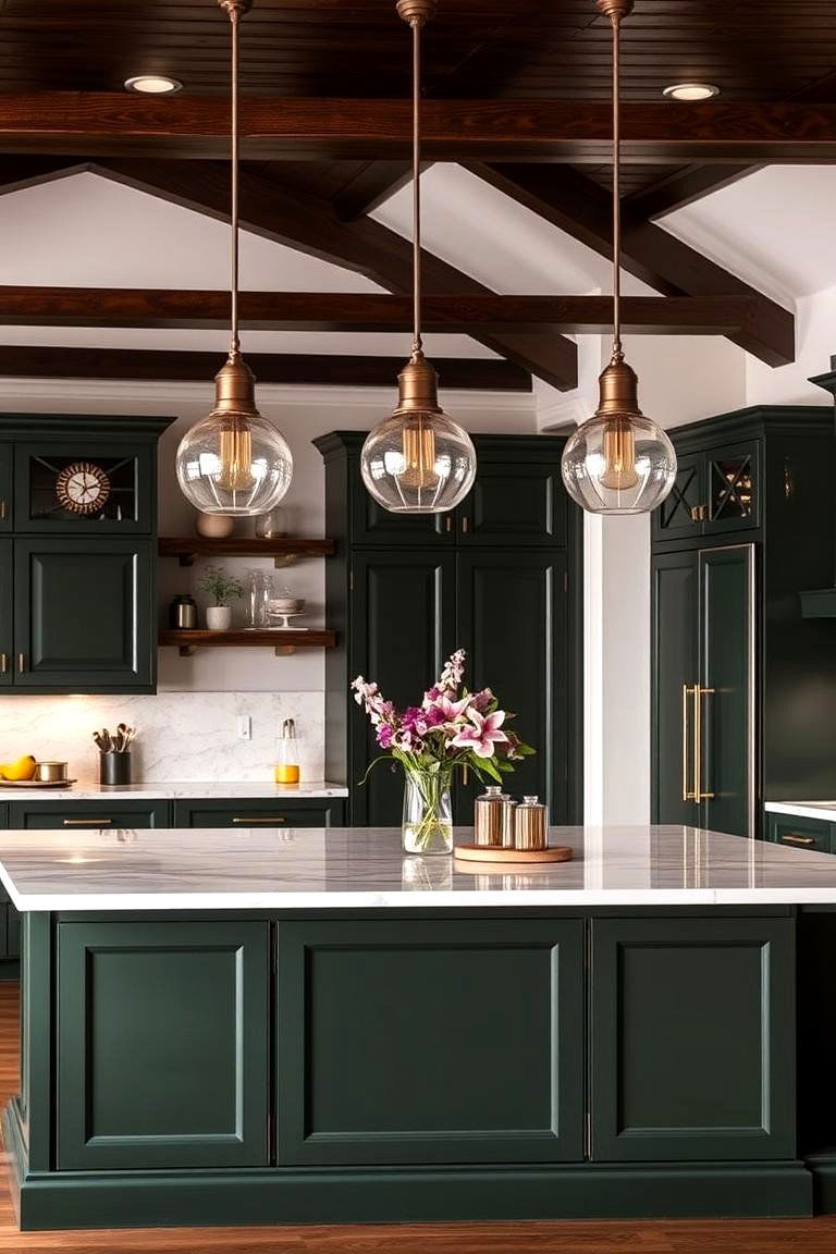 Dark Green Islands for a Pop of Color - 24 Dark Green Kitchen Ideas