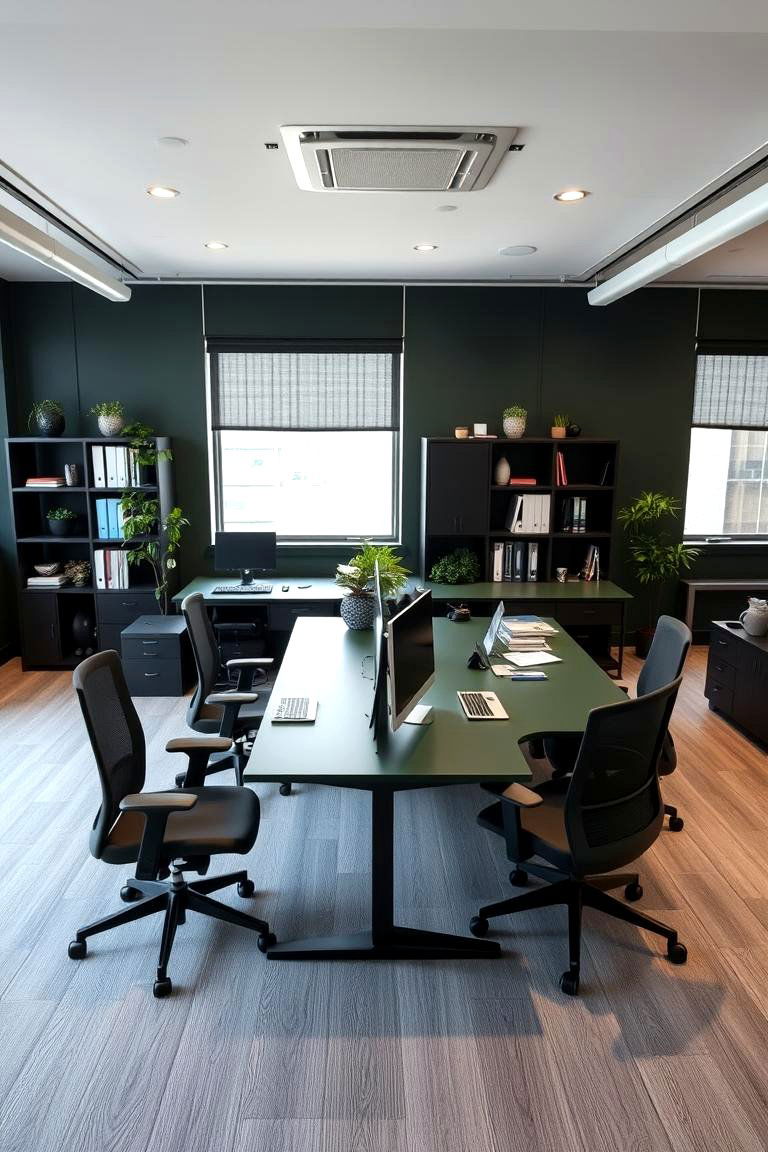 Dark Green Multi Functional Workspace - 24 Dark Green Home Office Ideas