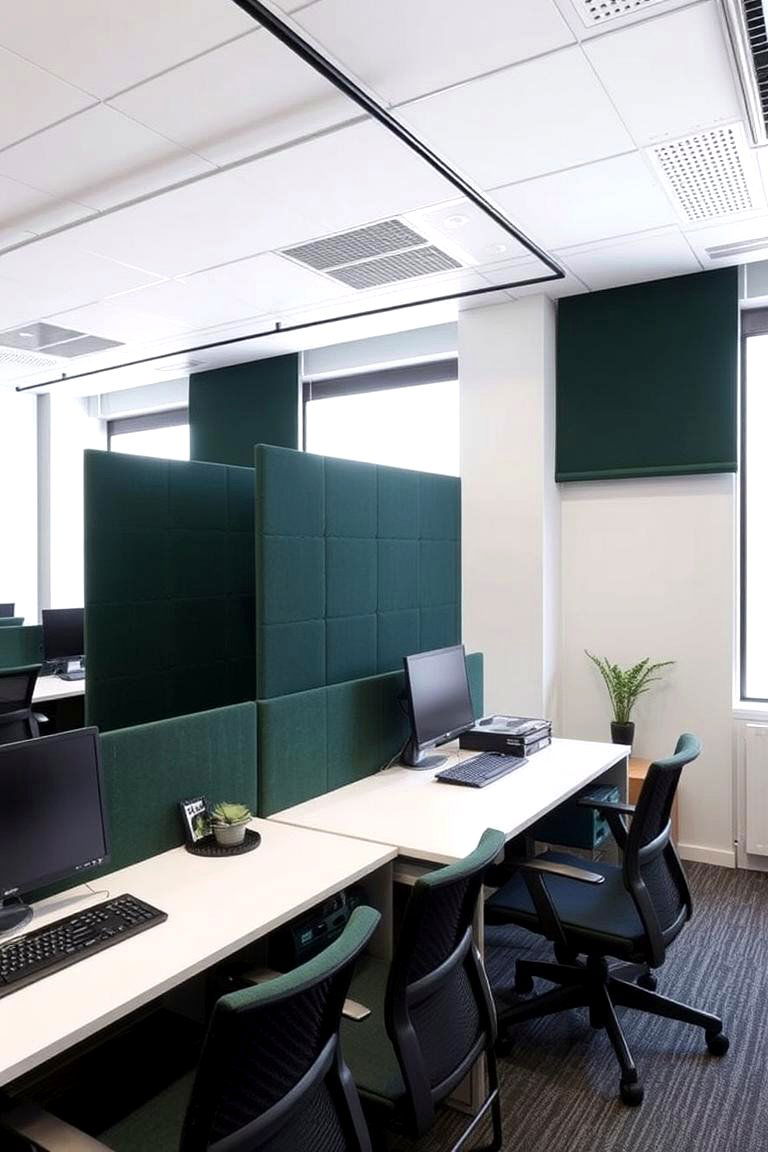 Dark Green Office Divider Screens - 24 Dark Green Home Office Ideas