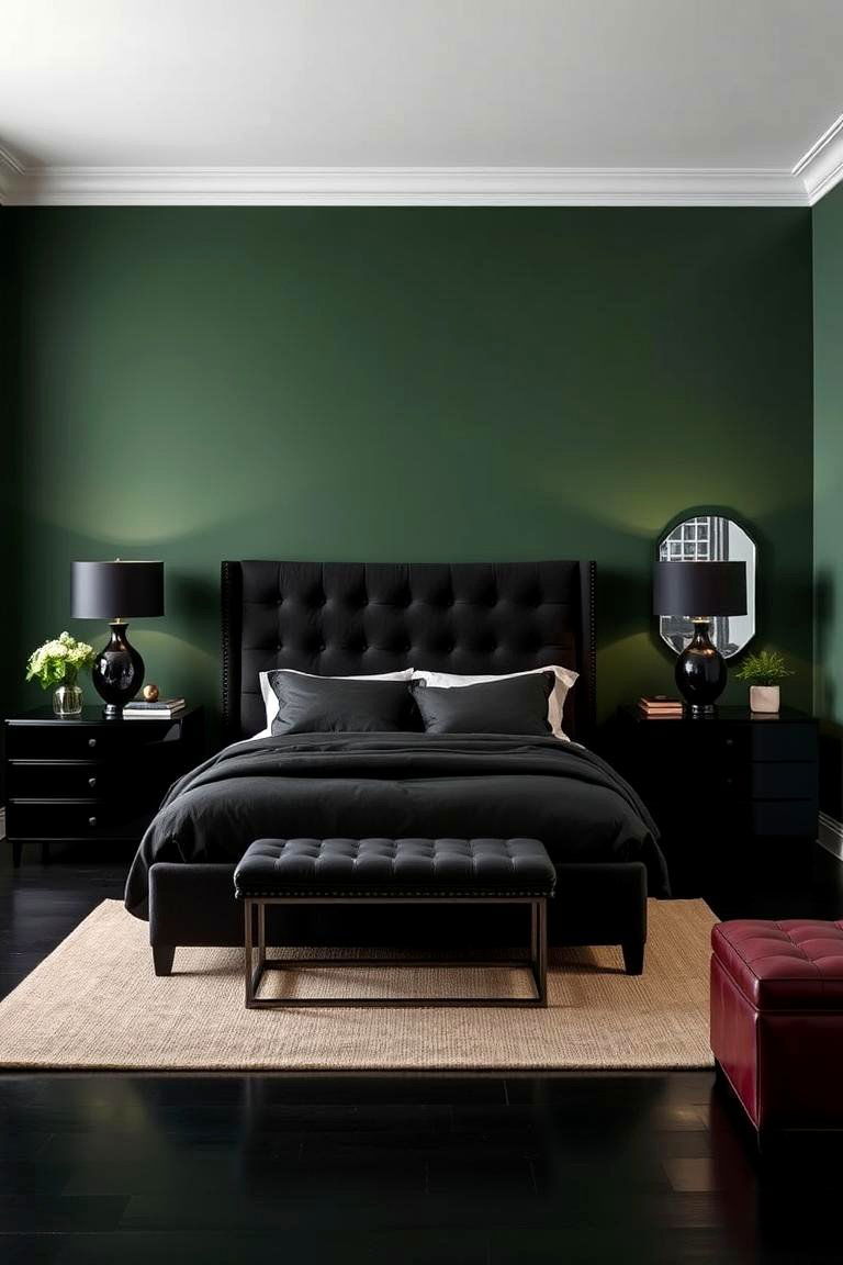 Dark Green and Black Furniture - 24 Dark Green Bedroom Ideas