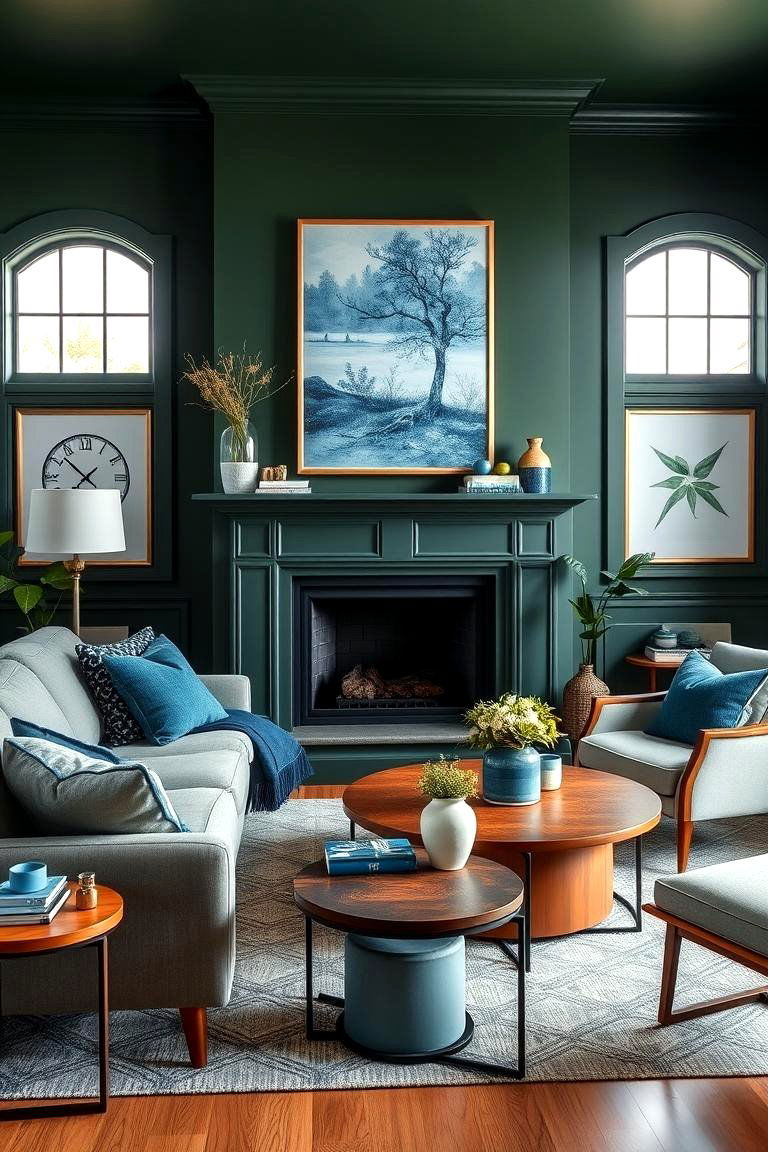 Dark Green and Blue Tones - 24 Dark Green Accent Wall Ideas