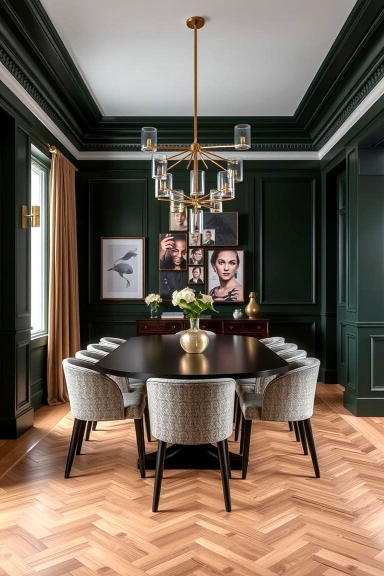 Dark Green and Brass Fixtures - 24 Dark Green Accent Wall Ideas