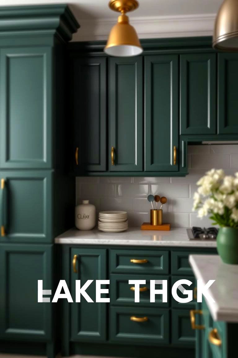 Dark Green and Gold Detailing - 24 Dark Green Kitchen Ideas