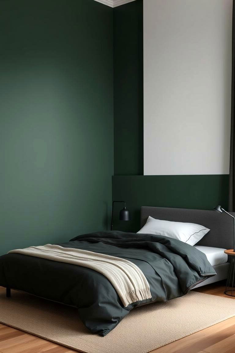Dark Green in a Minimalist Bedroom - 24 Dark Green Bedroom Ideas