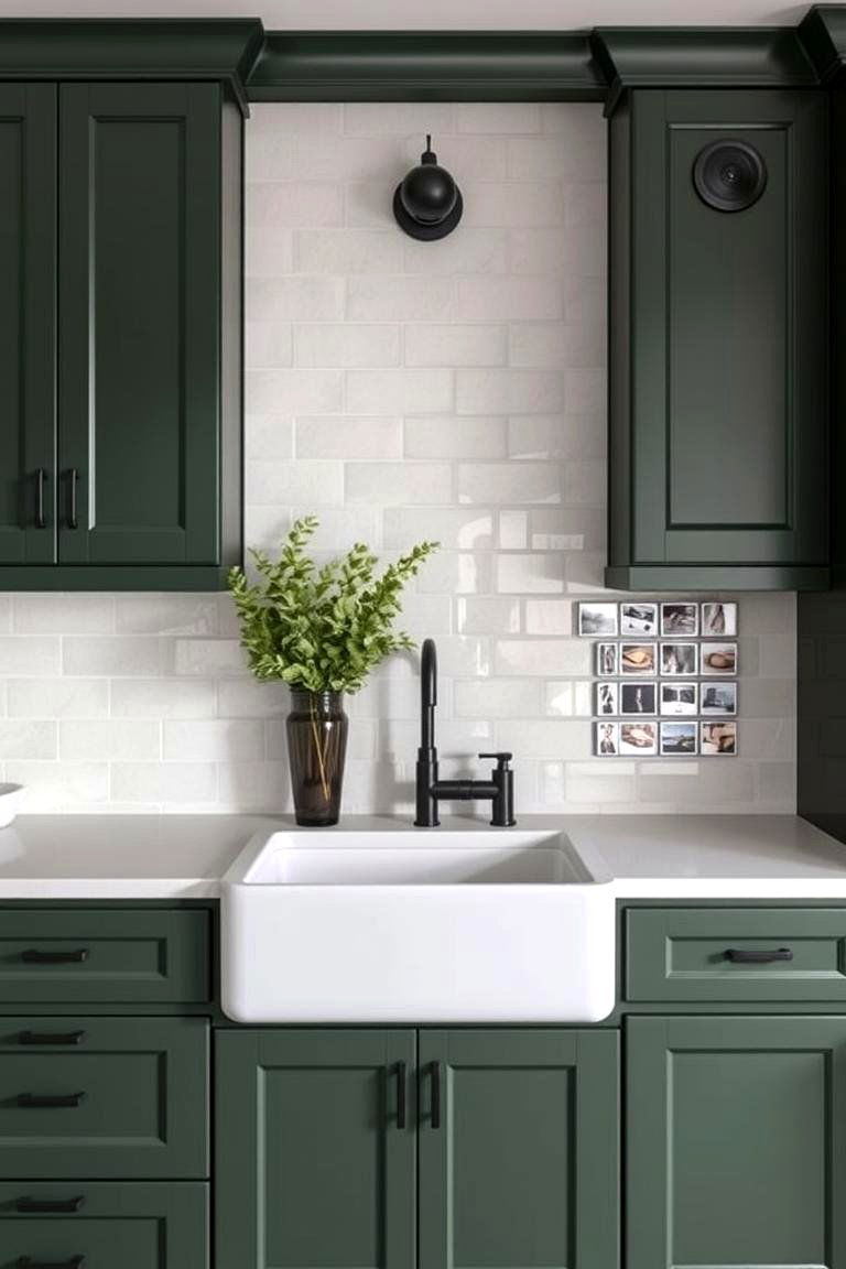 Dark Green with Black Accents for Bold Contrast - 24 Dark Green Kitchen Ideas