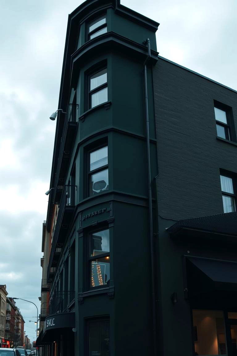 Dark Green with Black Details - 24 Dark Green Exterior Ideas