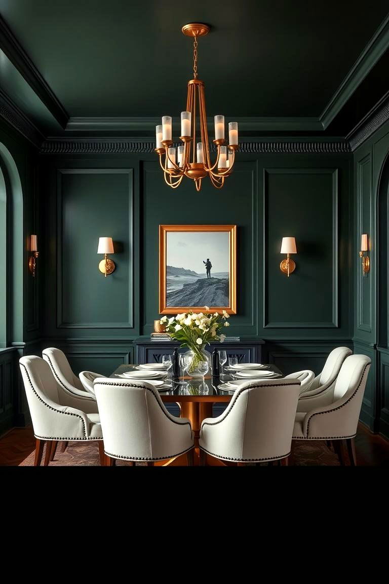 Dark Green with Golden Accents - 24 Dark Green Accent Wall Ideas