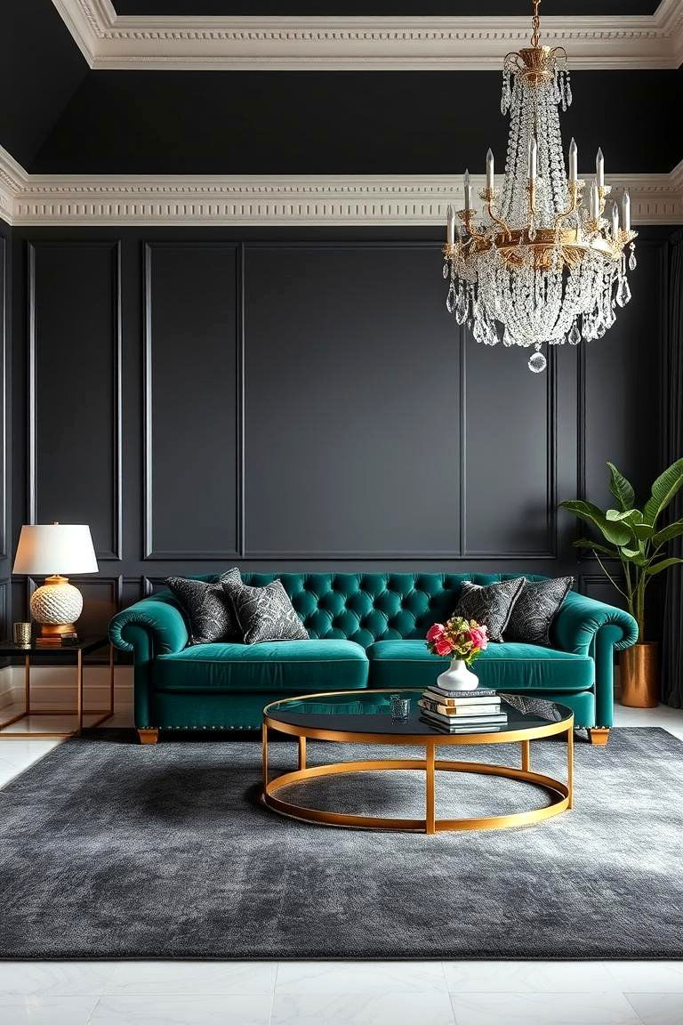 Dark Grey Carpet for a Dramatic and Luxurious Feel - 24 grey flooring living room ideas