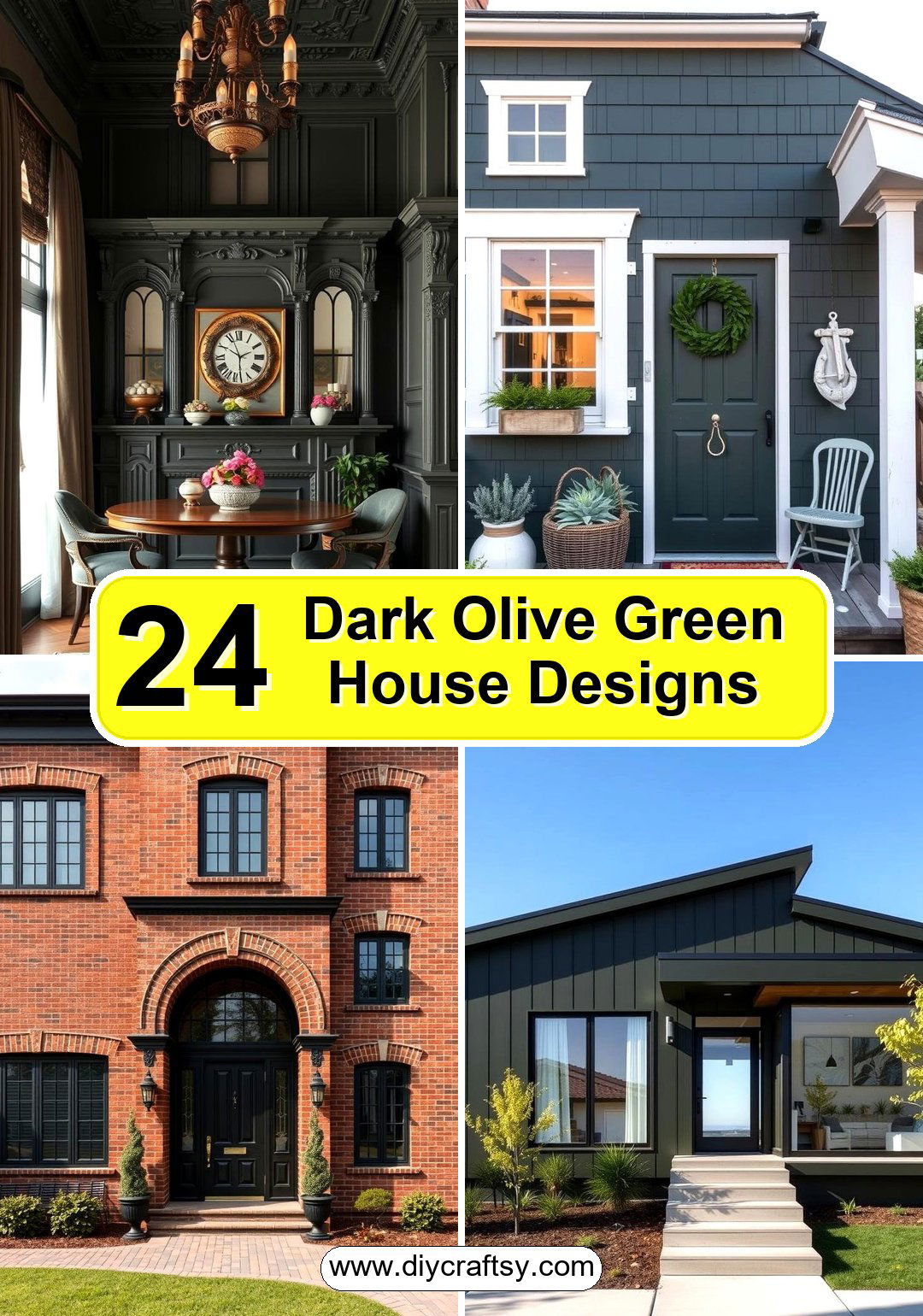 Dark Olive Green House Designs