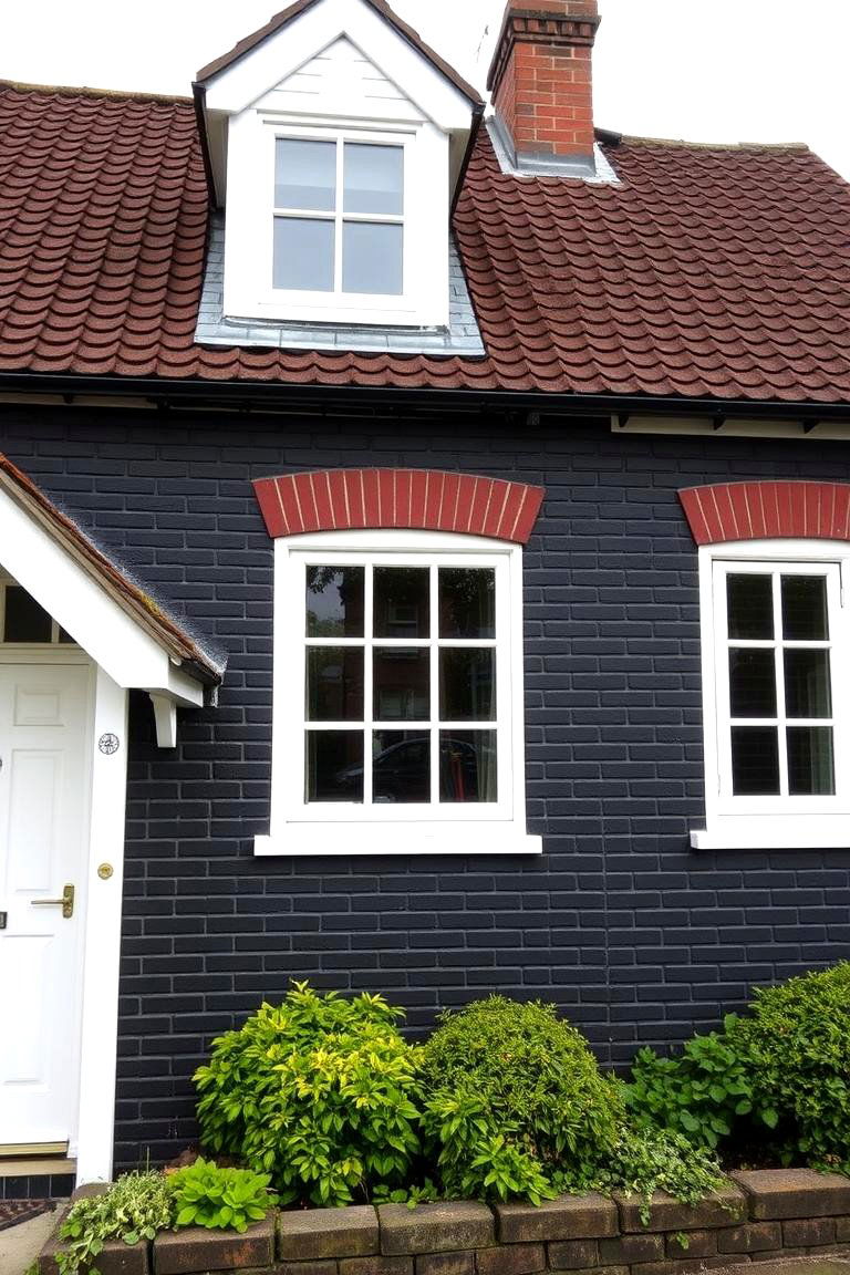 Dark Painted Brick with White Accents - 24 modern cottage house exterior ideas