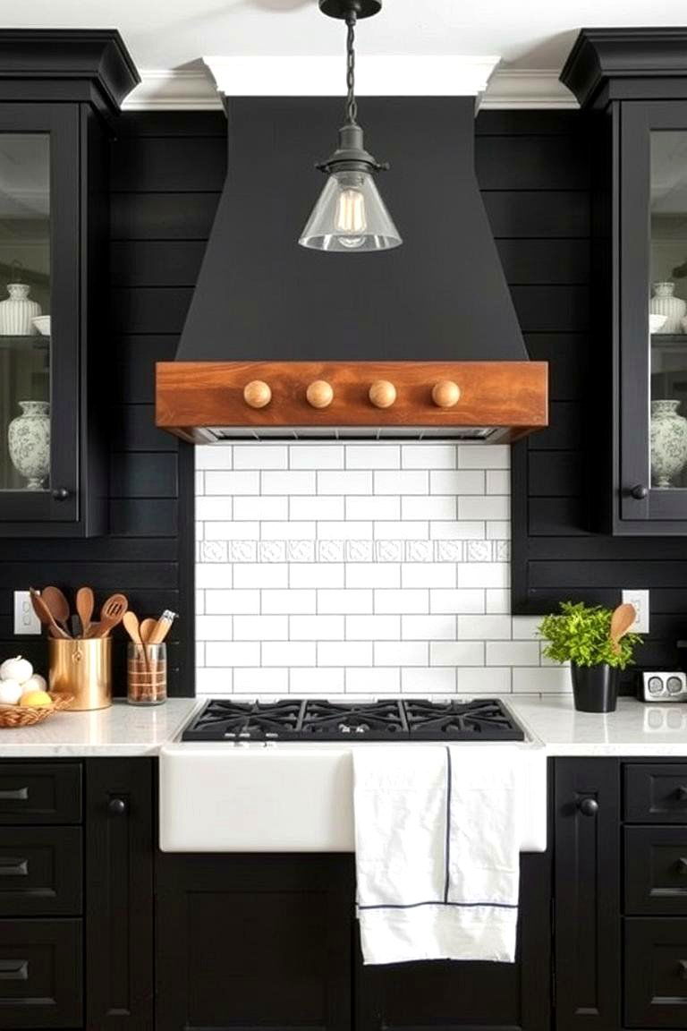 Dark Painted Shiplap for Drama - 24 Shiplap Backsplash Ideas for Your Kitchen