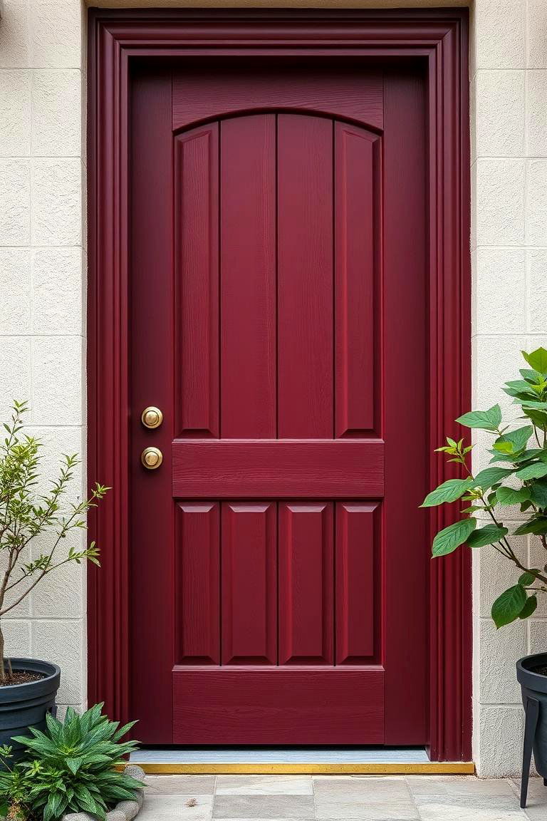 Dark Red Door Featuring Eco Friendly Materials - 24 Dark Red Front Door Ideas