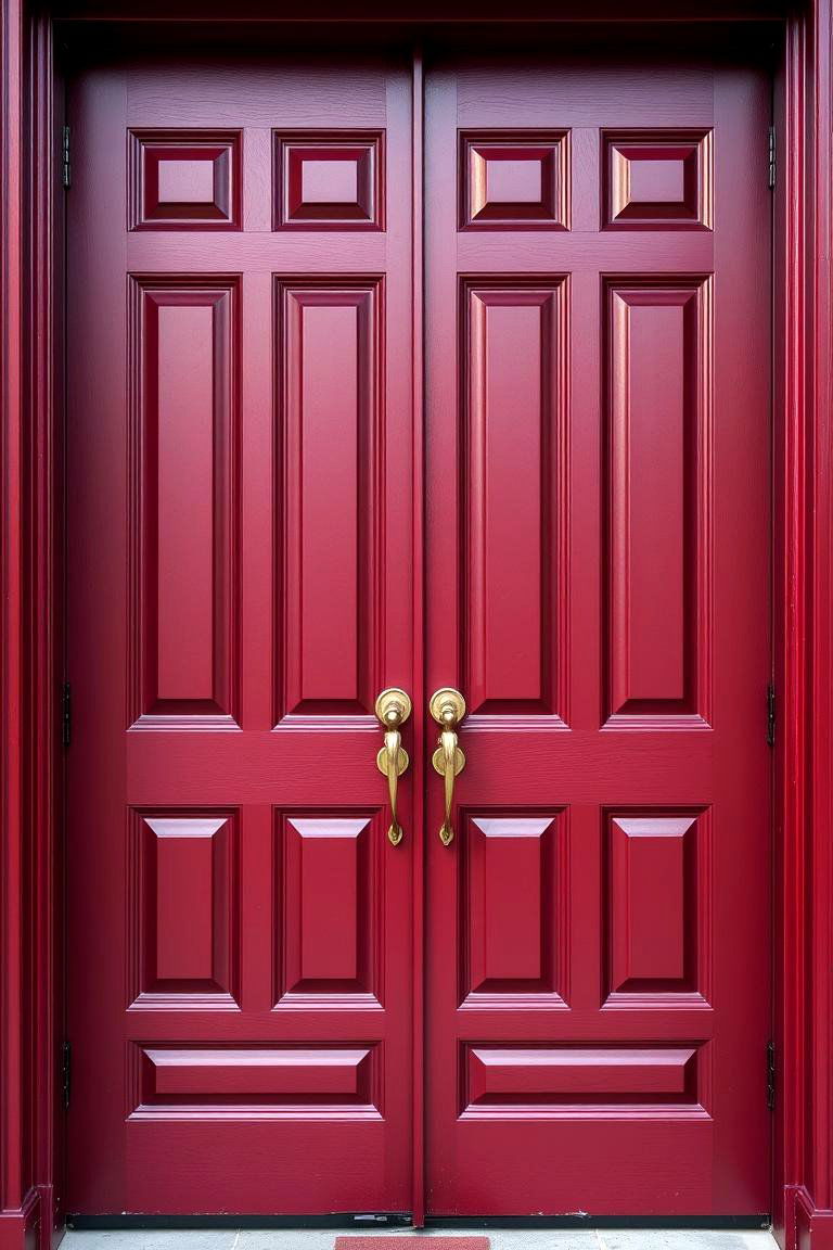 Dark Red Door with Traditional Paneling and Modern Twist - 24 Dark Red Front Door Ideas