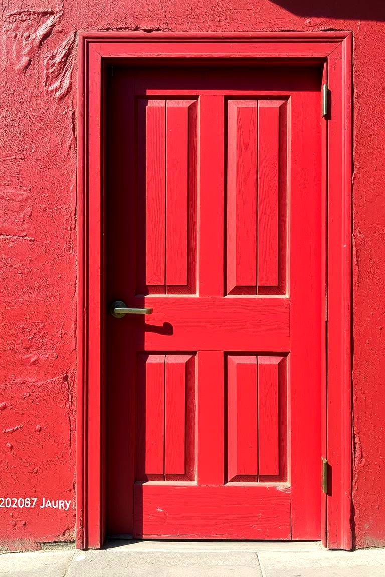 Dark Red Door with a Bold Textured Finish - 24 Dark Red Front Door Ideas